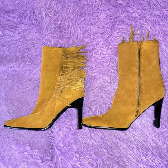 Predictions Leather Fringed Suede Boots Women's 8 ½ - Picture 11 of 11
